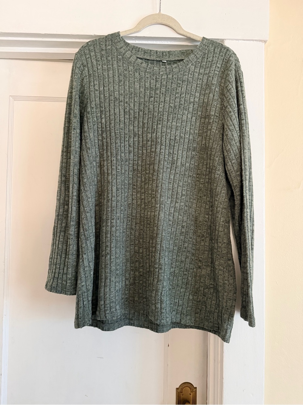 Source Unknown Sage Green Ribbed Crew Neck Sweater